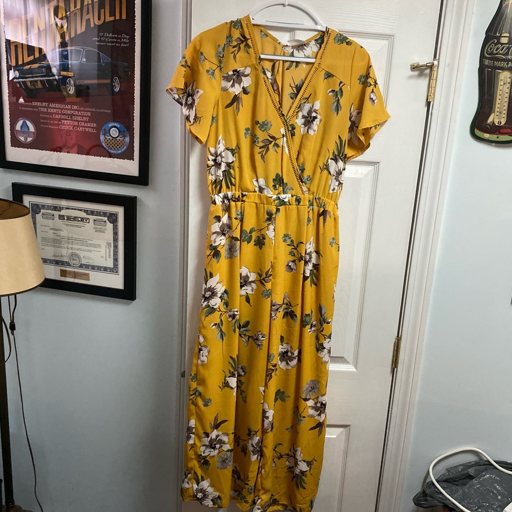 Yellow Flower Pattern Jumpsuit - image 1